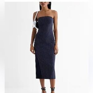 NWT Express pinstripe strapless dress